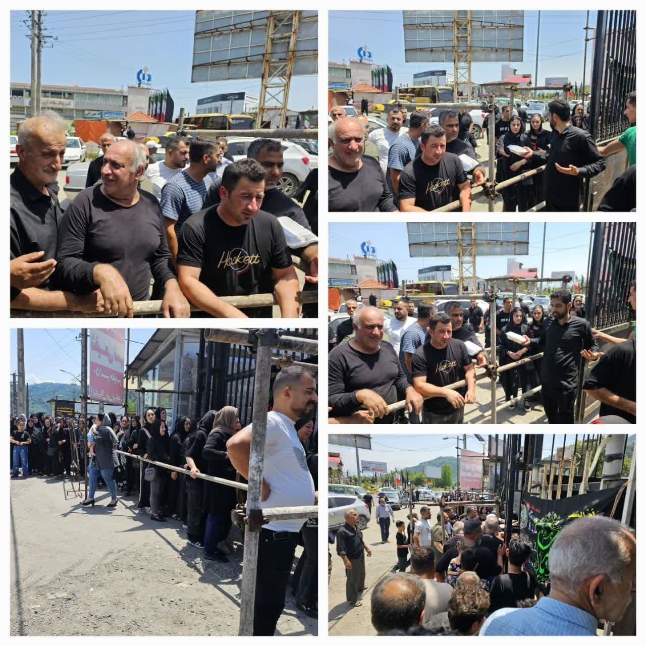 گزارش تصویری از مراسم اطعام دهی روزعاشورا حسینی توسط ترمینال مسافربری منوچهرمهدی پور واقع در میدان شهید املاکی لنگرود
